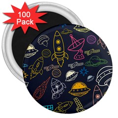 Seamless Outer Space Pattern 3  Magnets (100 Pack) by danenraven