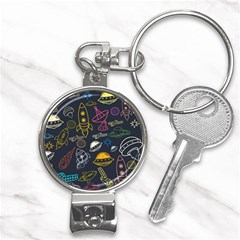 Seamless Outer Space Pattern Nail Clippers Key Chain