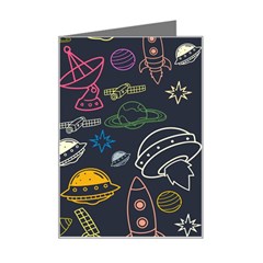 Seamless Outer Space Pattern Mini Greeting Card