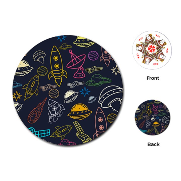 Seamless Outer Space Pattern Playing Cards Single Design (Round)