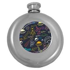 Seamless Outer Space Pattern Round Hip Flask (5 Oz) by danenraven