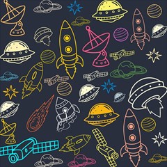 Seamless Outer Space Pattern Play Mat (square)