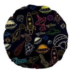 Seamless Outer Space Pattern Large 18  Premium Flano Round Cushions by danenraven