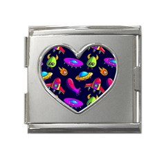 Space Pattern Mega Link Heart Italian Charm (18mm)