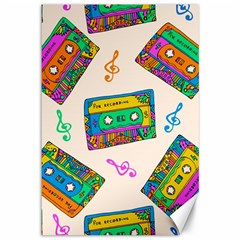 Seamless Pattern With Colorful Cassettes Hippie Style Doodle Musical Texture Wrapping Fabric Vector Canvas 12  X 18 