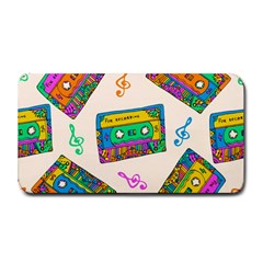 Seamless Pattern With Colorful Cassettes Hippie Style Doodle Musical Texture Wrapping Fabric Vector Medium Bar Mat by Ravend