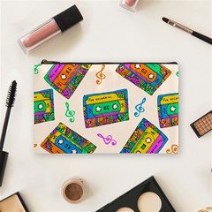 Seamless Pattern With Colorful Cassettes Hippie Style Doodle Musical Texture Wrapping Fabric Vector Cosmetic Bag (medium) by Ravend