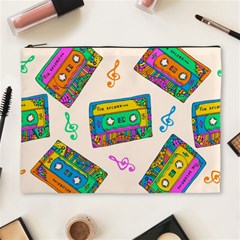 Seamless Pattern With Colorful Cassettes Hippie Style Doodle Musical Texture Wrapping Fabric Vector Cosmetic Bag (xl) by Ravend