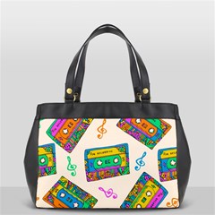 Seamless Pattern With Colorful Cassettes Hippie Style Doodle Musical Texture Wrapping Fabric Vector Oversize Office Handbag by Ravend