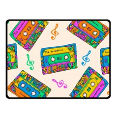 Seamless Pattern With Colorful Cassettes Hippie Style Doodle Musical Texture Wrapping Fabric Vector Fleece Blanket (small) by Ravend