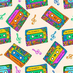 Seamless Pattern With Colorful Cassettes Hippie Style Doodle Musical Texture Wrapping Fabric Vector Play Mat (square) by Ravend