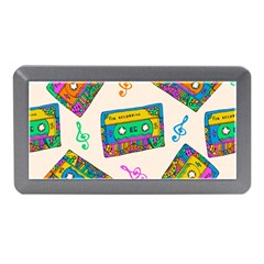 Seamless Pattern With Colorful Cassettes Hippie Style Doodle Musical Texture Wrapping Fabric Vector Memory Card Reader (mini) by Ravend