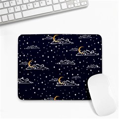 Hand Drawn Scratch Style Night Sky With Moon Cloud Space Among Stars Seamless Pattern Vector Design Small Mousepad by Ravend