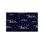 Hand Drawn Scratch Style Night Sky With Moon Cloud Space Among Stars Seamless Pattern Vector Design Sticker (Rectangular) Front