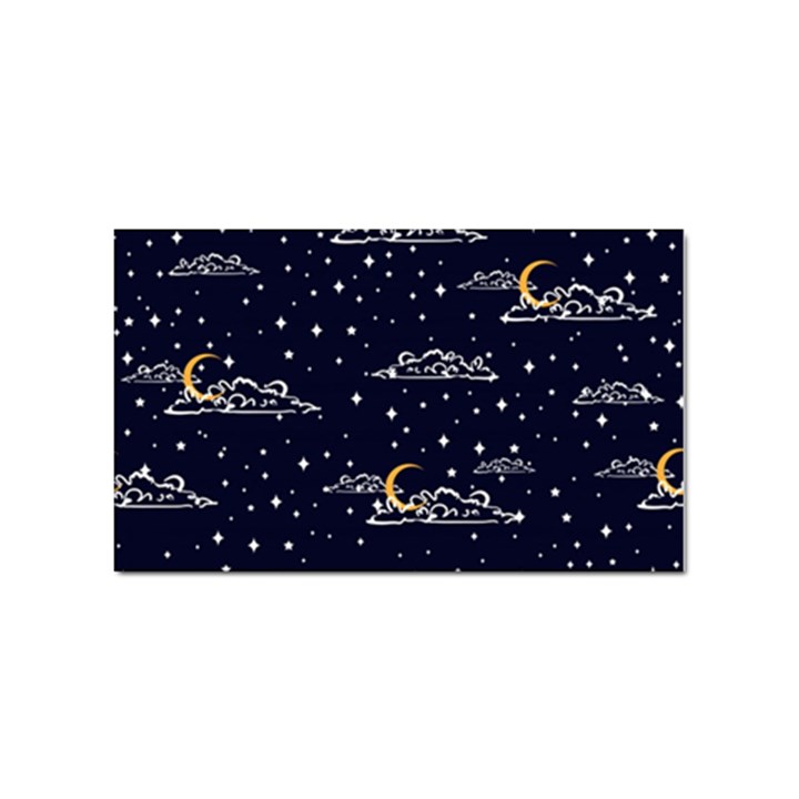 Hand Drawn Scratch Style Night Sky With Moon Cloud Space Among Stars Seamless Pattern Vector Design Sticker (Rectangular)