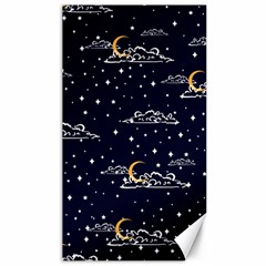 Hand Drawn Scratch Style Night Sky With Moon Cloud Space Among Stars Seamless Pattern Vector Design Canvas 40  X 72  by Ravend