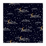 Hand Drawn Scratch Style Night Sky With Moon Cloud Space Among Stars Seamless Pattern Vector Design Medium Glasses Cloth (2 Sides) Front