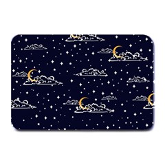 Hand Drawn Scratch Style Night Sky With Moon Cloud Space Among Stars Seamless Pattern Vector Design Plate Mats by Ravend