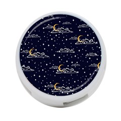 Hand Drawn Scratch Style Night Sky With Moon Cloud Space Among Stars Seamless Pattern Vector Design 4-port Usb Hub (one Side) by Ravend