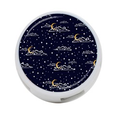 Hand Drawn Scratch Style Night Sky With Moon Cloud Space Among Stars Seamless Pattern Vector Design 4-port Usb Hub (two Sides) by Ravend