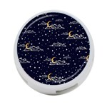 Hand Drawn Scratch Style Night Sky With Moon Cloud Space Among Stars Seamless Pattern Vector Design 4-Port USB Hub (Two Sides) Front