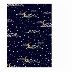 Hand Drawn Scratch Style Night Sky With Moon Cloud Space Among Stars Seamless Pattern Vector Design Large Garden Flag (two Sides) by Ravend