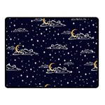 Hand Drawn Scratch Style Night Sky With Moon Cloud Space Among Stars Seamless Pattern Vector Design Double Sided Fleece Blanket (Small)  45 x34  Blanket Front