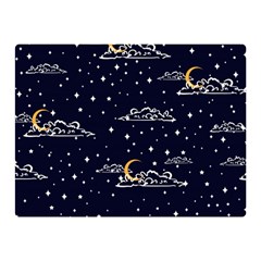 Hand Drawn Scratch Style Night Sky With Moon Cloud Space Among Stars Seamless Pattern Vector Design Double Sided Flano Blanket (mini)  by Ravend