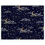 Hand Drawn Scratch Style Night Sky With Moon Cloud Space Among Stars Seamless Pattern Vector Design Double Sided Flano Blanket (Medium)  60 x50  Blanket Front