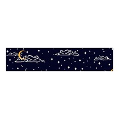 Hand Drawn Scratch Style Night Sky With Moon Cloud Space Among Stars Seamless Pattern Vector Design Velvet Scrunchie by Ravend