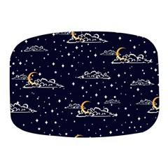 Hand Drawn Scratch Style Night Sky With Moon Cloud Space Among Stars Seamless Pattern Vector Design Mini Square Pill Box by Ravend