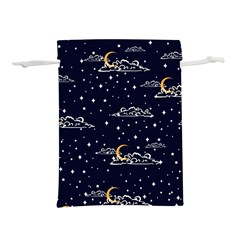 Hand Drawn Scratch Style Night Sky With Moon Cloud Space Among Stars Seamless Pattern Vector Design Lightweight Drawstring Pouch (s) by Ravend