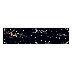 Hand Drawn Scratch Style Night Sky With Moon Cloud Space Among Stars Seamless Pattern Vector Design Banner And Sign 4  X 1  by Ravend