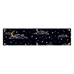 Hand Drawn Scratch Style Night Sky With Moon Cloud Space Among Stars Seamless Pattern Vector Design Banner and Sign 4  x 1  Front