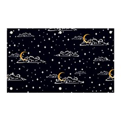 Hand Drawn Scratch Style Night Sky With Moon Cloud Space Among Stars Seamless Pattern Vector Design Banner And Sign 5  X 3  by Ravend