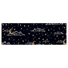 Hand Drawn Scratch Style Night Sky With Moon Cloud Space Among Stars Seamless Pattern Vector Design Banner And Sign 12  X 4  by Ravend