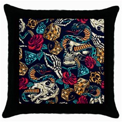 Vintage Art Tattoos Colorful Seamless Pattern Throw Pillow Case (black) by Ravend