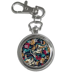 Vintage Art Tattoos Colorful Seamless Pattern Key Chain Watches by Ravend