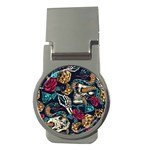 Vintage Art Tattoos Colorful Seamless Pattern Money Clips (Round)  Front