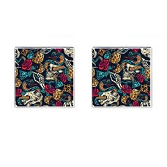 Vintage Art Tattoos Colorful Seamless Pattern Cufflinks (square) by Ravend