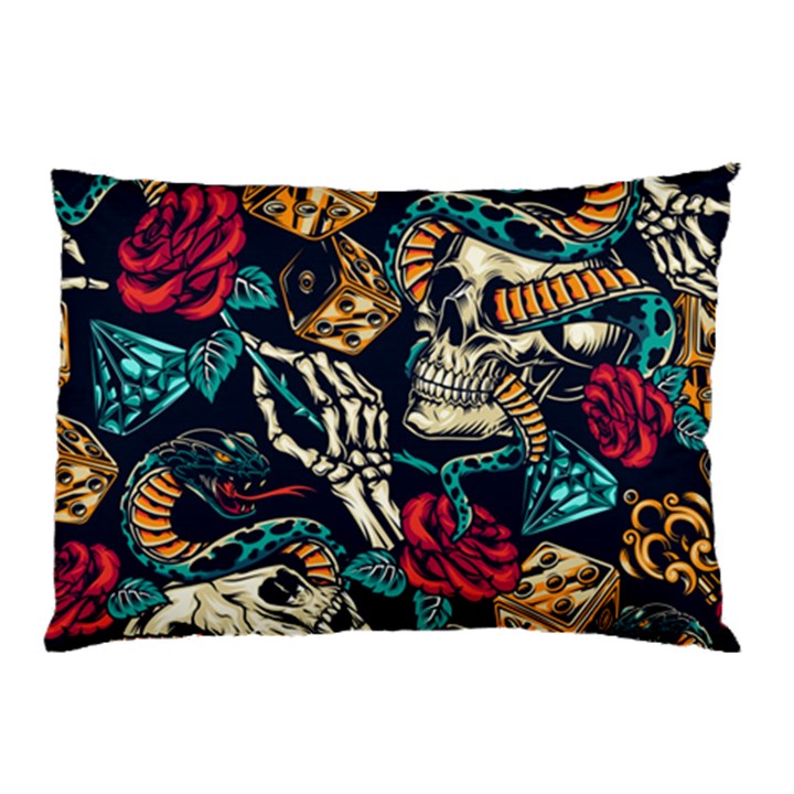 Vintage Art Tattoos Colorful Seamless Pattern Pillow Case (Two Sides)