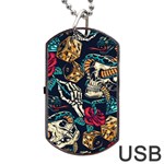 Vintage Art Tattoos Colorful Seamless Pattern Dog Tag USB Flash (Two Sides) Front