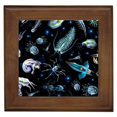 Colorful Abstract Pattern Consisting Glowing Lights Luminescent Images Marine Plankton Dark Framed Tile by Ravend