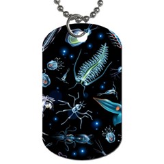 Colorful Abstract Pattern Consisting Glowing Lights Luminescent Images Marine Plankton Dark Dog Tag (one Side) by Ravend