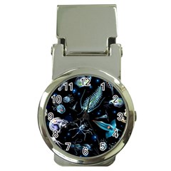 Colorful Abstract Pattern Consisting Glowing Lights Luminescent Images Marine Plankton Dark Money Clip Watches by Ravend