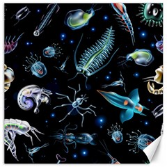 Colorful Abstract Pattern Consisting Glowing Lights Luminescent Images Marine Plankton Dark Canvas 16  X 16  by Ravend