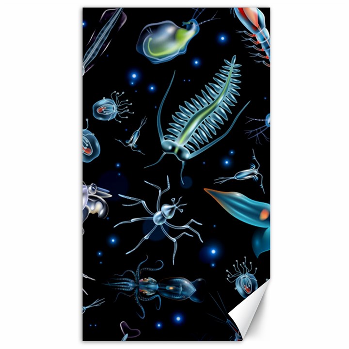 Colorful Abstract Pattern Consisting Glowing Lights Luminescent Images Marine Plankton Dark Canvas 40  x 72 