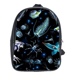 Colorful Abstract Pattern Consisting Glowing Lights Luminescent Images Marine Plankton Dark School Bag (large) by Ravend