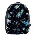 Colorful Abstract Pattern Consisting Glowing Lights Luminescent Images Marine Plankton Dark School Bag (Large) Front