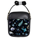 Colorful Abstract Pattern Consisting Glowing Lights Luminescent Images Marine Plankton Dark Girls Sling Bag Front